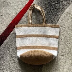 Virginia Wolf Jute Stripped Beach Tote Bag